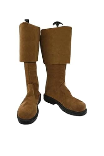 Image of Roeutoo Pirate Costume Men Boots Cosplay Adult Captain Brown Shoes Costumes Pirate Boots Halloween Accessories, Brown, 12