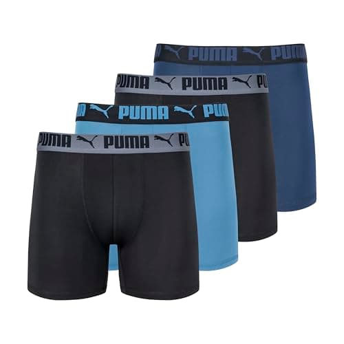 Image of PUMA Men's 4 Pack Active Stretch Boxer Briefs, Blue Combo, M