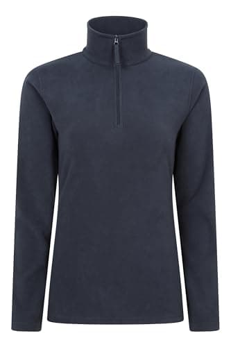Image of Mountain Warehouse Camber Half Zip Women's Fleece - Lightweight, Warm & Cosy Half Zip Sweatshirt - Best for Spring Summer, Camping, Outdoors, Travelling & Hiking Dark Blue (Plain) L