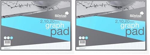 Image of Silvine A3 Professional Graph Paper Pad - Printed 2-10-20mm Graph (50 Sheets) (Pack of 2)
