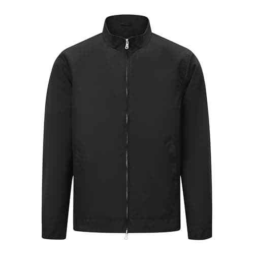 Image of Allthemen Men's Lightweight Jacket Smart Casual Cargo Sports Windproof Autumn Coat Outdoor Full Zip Black L