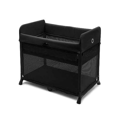 Image of Bugaboo Stardust - All-in-one, Quick to Assemble, Black pop-up Travel cot and playpen for Babies and Toddlers with Mattress and Zip-in Bassinet, Black