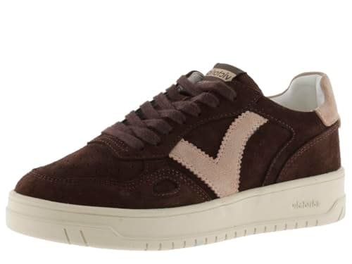 Image of victoria Seul Split Leather Low Tennis & Pieces in Contrast & Matching Laces 1257127 for Women Chocolate 41