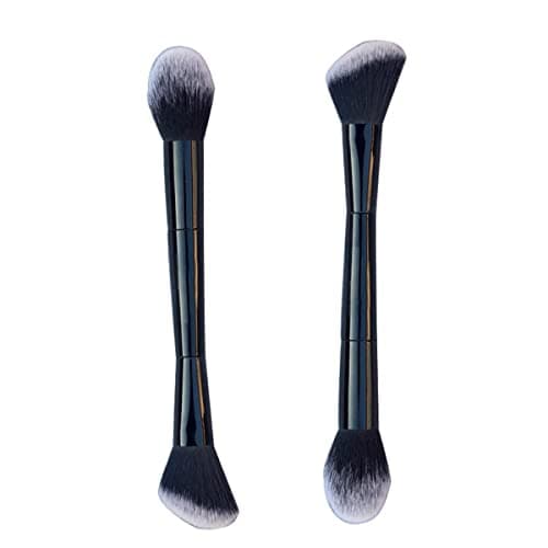 Image of FZLANQ 2 Pcs Foundation Makeup Brushes Foundation Powder Buffer Double Head Brushes Contour Synthetic Brush Makeup Cosmetic Tools Contouring Highlight Brush for Woman Girl