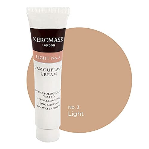 Image of Keromask Full Coverage Hypoallergenic Concealer Shade LIGHT No 3 to Camouflage Vitiligo, Tattoos, Redness and Rosacea, Waterproof and Suitable for All Skin Types 1 x 15ml