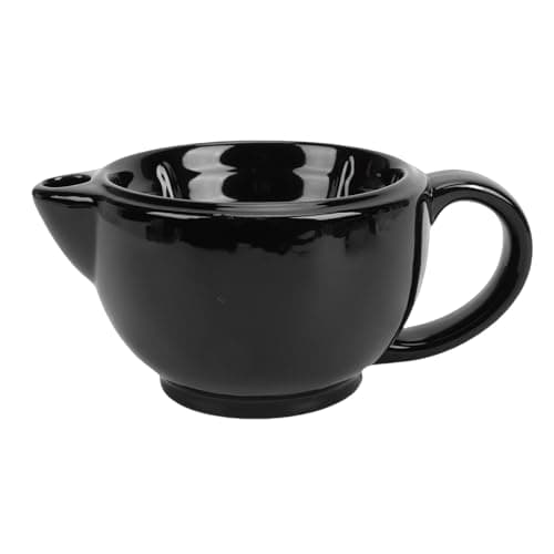 Image of EMUKOEP Double Wall Ceramic Shaving Bowl, Elegant Shaving Mug for Whipping Foam Enhance Your Grooming Routine with This Stylish and Functional Bowl! (Double Layer)