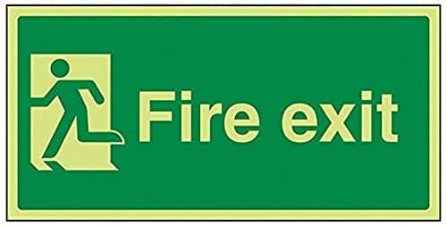 Image of V Safety Glow in the Dark Final Fire Exit Man Left Sign - 300 mm x 150 mm - Rigid Plastic Safety Sign