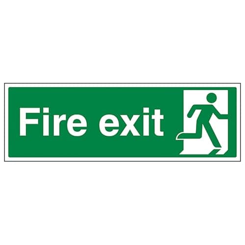 Image of V Safety Final Fire Exit Man Right 300 x 100 mm - 2mm Super-Tough Rigid Plastic Safety Sign