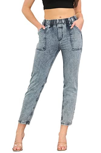 Image of UC Womens Ex High Street Acid Wash Denim Jeans Straight Leg Stretch Ladies High Rise Elasticated (20, Grey)