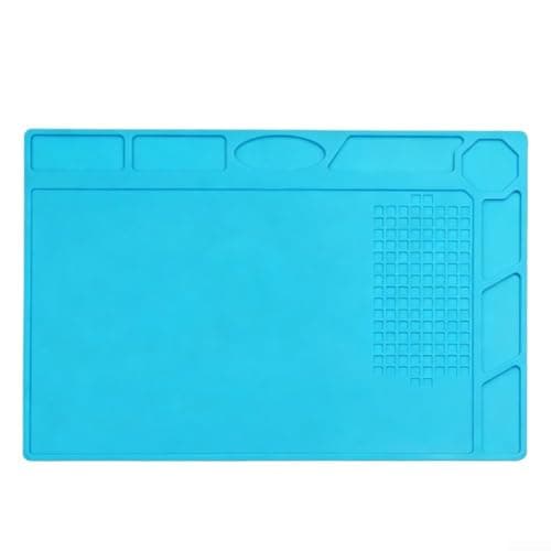 Image of Silicone Soldering Mat, Blue 320X230mm Heat Resistant Desk Pad Anti-Static Welding Station For Electronics Repair
