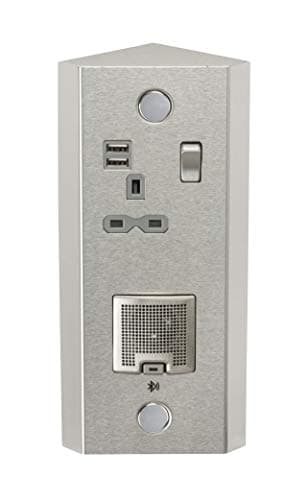 Image of Knightsbridge SKR0013 Vertical Power Station - Single 13A Socket + Twin USB (2.4A) and 3W Bluetooth Speaker