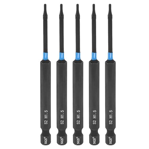 Image of sourcing map 5pcs Hex Head Wrench Drill Bit 1.5mm(H1.5) 1/4" Hex Shank 4"(100mm) Length S2 Steel Magnetic Hexagon Impact Drivers Metric Screwdriver Bit