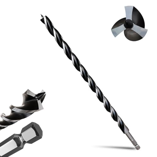 Image of METOTY 20mmx460mm Auger Drill Bit Extra Long Drill Bits,12mm Hex Shank for Wood with Quick Change - 3-Cutter Design with Dual-Flute for Fast Chip Removal, Fits Hardwood, Softwood, PVC, Drywall