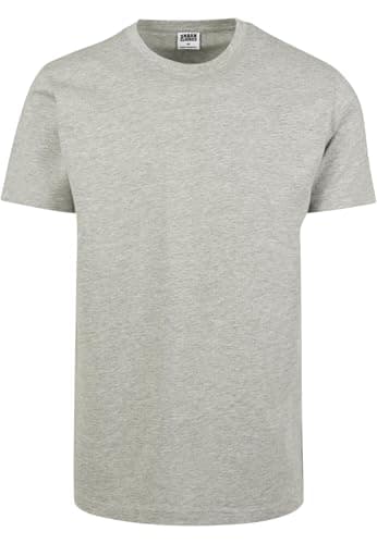 Image of URBAN CLASSICS Stretch T-Shirt with Round Neckline, Basic Tee with Figure-Hugging Cut, Short-Sleeve Elastic Men's T-Shirt, Regular Fit, 100% Jersey Cotton, Colour: Grey, Size: 4XL