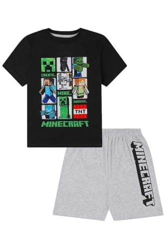 Image of Minecraft Boys Girls Short Gaming Kids Pyjama Set (4-5 Years) Black
