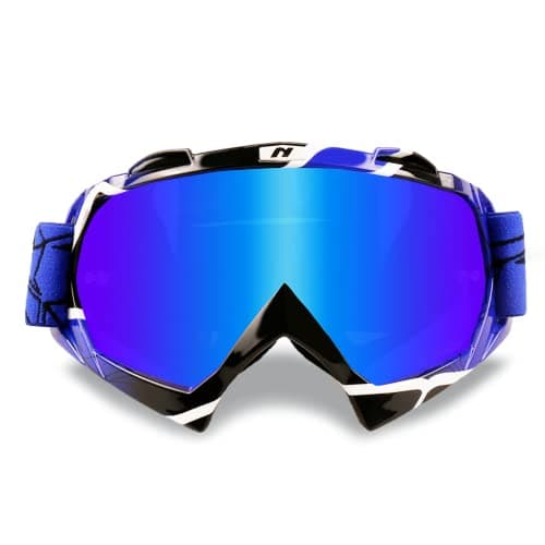 Image of NENKI Motocross Goggles, ATV Dirt Bike Goggles & Ski Goggles with UV400 Protection Anti-Scratch Dustproof Windproof for Adult, Suitable for Motocross (Blue, Blue Lens)