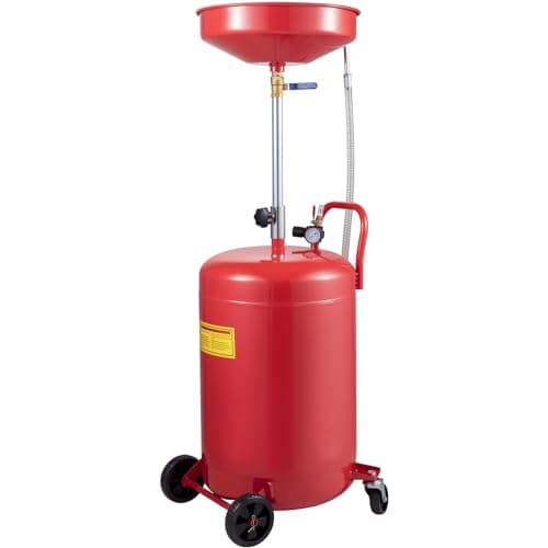 Image of VEVOR Waste Oil Drain Tank 20 Gallon Portable Oil Drain Air Operated Drainer Oil Change, Oil Drain Container, Fluid Fuel Transfer Drainage Adjustable Funnel Height, with Pressure Regulating Valve
