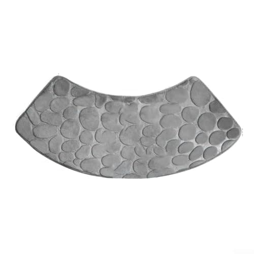 Image of Curved Shower Mat Non Slip Absorbent Bath Mat Machine Washable Shower Mat Outside Shower Cotton Soft Microfiber Corner Bath Mats for Bathroom Home Hotel Shower Room 100cm(Light Gray)