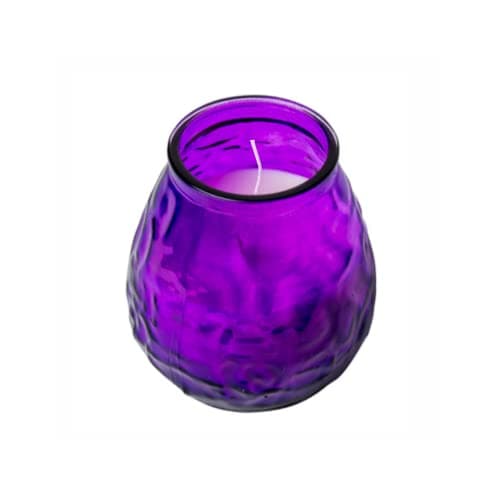 Image of We Can Source It Ltd – 6 x Low Boy Glass Jar Candles with 70 Hour Burn Time – Purple Wax Jars for Home, Garden, Restaurant & Commercial Use – Lead-Free Cotton Wick