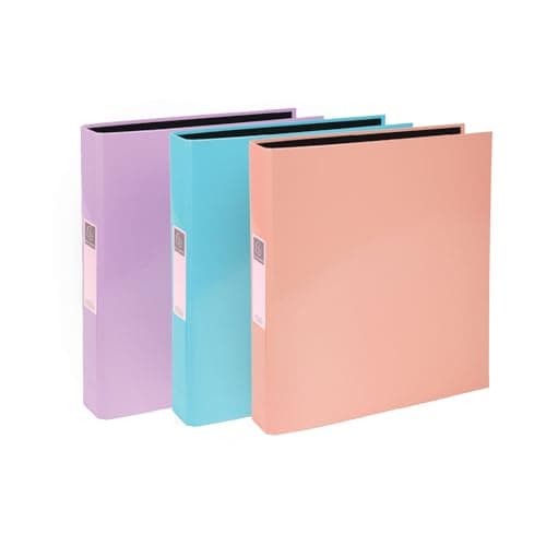 Image of Exacompta A4 Ring Binder, 30mm Spine, 2 Ring, Document Folder, Assorted, Pack of 3 in Pastel Colours, Stationery Folders for Filing Paperwork and Document Organisation - 226/0009Z
