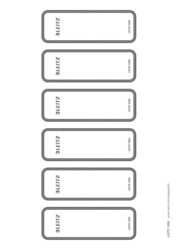 Image of Leitz PC Printable Self Adhesive Spine Labels for Leitz Wow, Leitz Active Wow, Style, Urban Chic and Active Solid 50 mm Lever Arch Files, Narrow and Short, 36 x 111 mm, Paper, 16930085 - Light Grey, Pack of 60