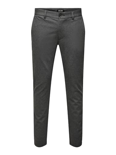 Image of ONLY & SONS Mens Onsmark Check Pants Hy Gw 9887 Noos Trouser, Black, 28W / 32L UK