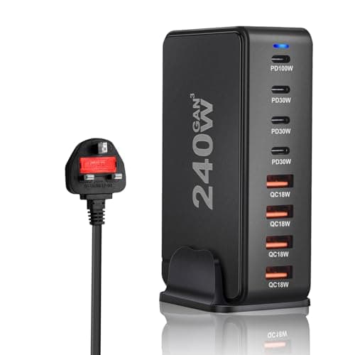 Image of SITONG 240W GaN III 8 Ports USB C Fast Charging Station Hub Block Portable Wall PD Charger Power Adapter With 4 USB-C + 4 USB-A, 100W Port for MacBook Pro/Air, iPhone 15 14 13 12 11, Galaxy S24 S23