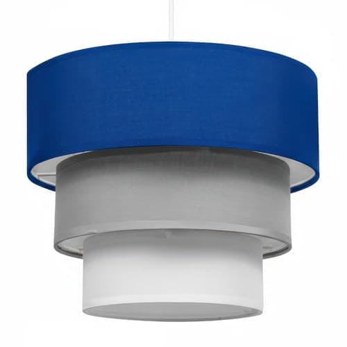 Image of Giggi 3-Tier Fabric Lamp Shade, 30cm Easy-Fit Ceiling Light Shade, Non-Electrical Pendant Lampshades for Ceiling Lights, Lamp Shades for Table Lamps, Floor Lamps, Living Room, Bedroom (Blue Grace)