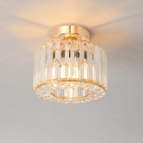Image of ANWIO Gold Chandeliers,Crystal Ceiling Light,Ceiling Lights Living Room,Semi Flush Light Fittings Ceilings,Dia 21.5cm Hallway Ceiling Lighting for Bedroom Kitchen Dining Room Bathroom(E27 Base)