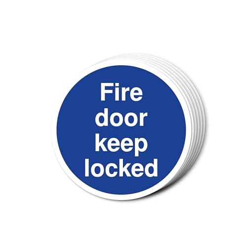 Image of Fire Door Keep Locked Signs 80mm x 80mm Multi Pack Strong Adhesive Vinyl Stickers for Fire Door Safety (6)
