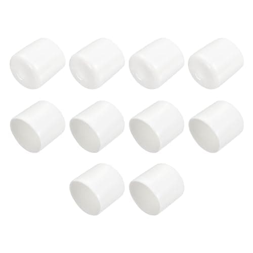 Image of sourcing map 10pcs Rubber End Caps 26mm ID Vinyl Round End Cap Cover Screw Thread Protectors White