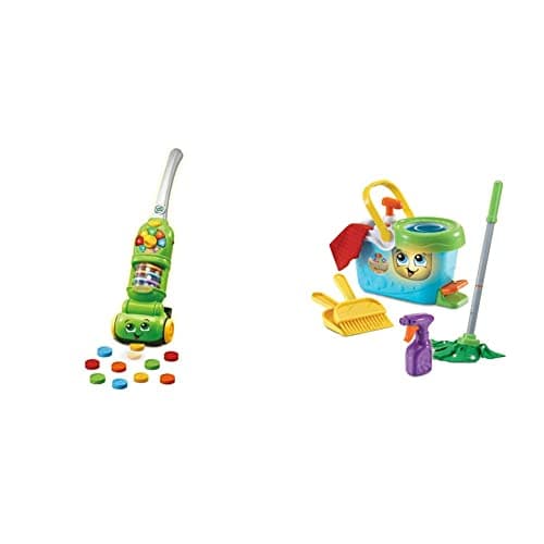 Image of LeapFrog Pick Up and Count Vacuum & Clean Sweep Mop & Bucket | Interactive Pretend Play Set with Sound & Music | Suitable for Boys & Girls 2-5 Years