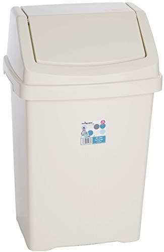 Image of 50L Plastic Swing Bin Kitchen Office Waste Rubbish Dustbin - CREAM