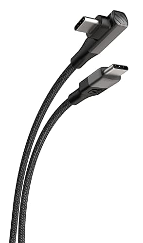 Image of Scosche CCBRA6-SP Strikeline RA Premium USB-C to Right-Angle USB-C Charge & Sync Braided Cable 6-ft. Black/Space Gray