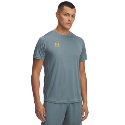 Image of Under Armour Men's Challenger Train Short Sleeve, Lightweight and Quick-Drying Sports Top, Men's T-Shirt for Training, Gym and Casual Wear,Jasper Blue / / Squad Orange,SM