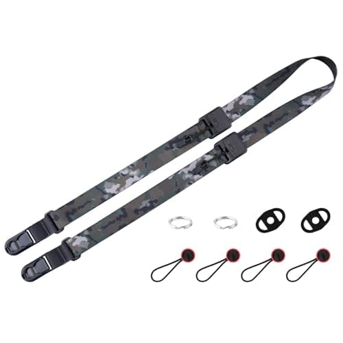 Image of VKO Quick Release Camera Strap,Quick Adjust UltraLight Comfortable Camera Straps for Man Woman Photographers(4'11"to 6'5") Film SLR APS-C DSLR Mirrorless Camera Neck Shoulder Strap 25mm(Camo-green)