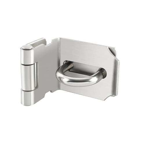 Image of SAYAYO 90 Degree Hasp and Staple SUS304 Stainless Steel 3 Inches Right Angle Padlock Hasp Door Lock Gate Latch for Sheds, Windows, Cabinets, Brushed Silver