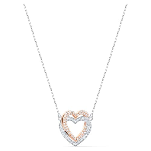 Image of Swarovski Infinity necklace, Heart, White, Mixed metal finish