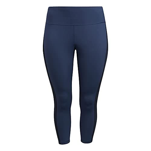 Image of adidas womens Believe This 2.0 3-Stripes 7/8 Tights Crew Navy/Black 1X