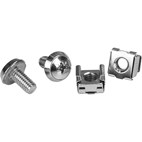 Image of StarTech.com Rack Screws – 20 Pack – Installation Tool – 12 mm M6 Screws – M6 Nuts – Cabinet Mounting Screws and Cage Nuts (CABSCRWM620)