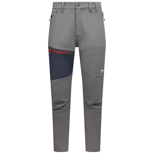 Image of Trespass Mens Adventure Trousers Moordaars - Flat Waistband, Belt Loops, Inner Adjusters, 2 Zip Side Pockets, 1 Zip Cargo Pocket, 2 Back Pockets, Active Stretch, DWR Woven Storm Grey