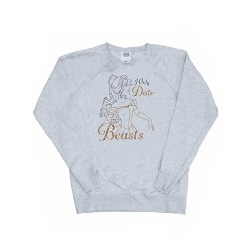 Image of Disney Princess Women's Belle I Only Date Beasts Sweatshirt Medium Heather Grey