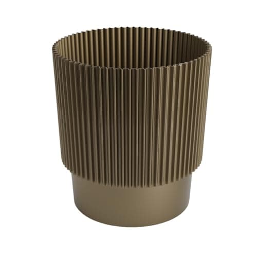 Image of B2C Plant Pots Flower Planter 3 Colours 3 sizes Plastic Pot Modern Elegant Textured Modern Home Garden Indoor Outdoor use Convex stripes (Gold, W13cm x H16cm)