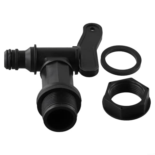 Image of Food Safe Plastic Water Butt Tap with Removable Cap for Rain, 26.2mm Coarse Thread, 17mm Pipe Joint Snap Fit Design for Garden Watering Equipment, Black
