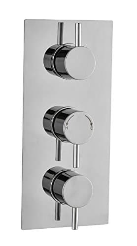 Image of Valla Dual Shower Thermostatic Valve | Concealed Round Controls | Chrome Plate | Dual Outlet