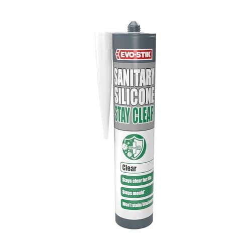Image of EVO-STIK Sanitary Silicone Stay Clear - 290ml - Premium Sanitary Sealant - Stops Mould -Stays Clear for Life