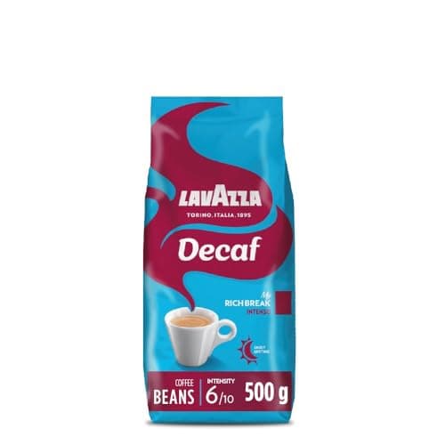 Image of Lavazza, Decaf My Rich Break Intenso, Decaffeinated Coffee Beans for Espresso Coffee Machines, with Notes of Cocoa, Wood and Tobacco, Arabica and Robusta, Intensity 6/10, Dark-Medium Roasting, 500 g
