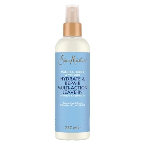 Image of SHEA MOISTURE Manuka Honey & Yoghurt Hydrate & Repair Multi-Action Leave-In Conditioner sulphate and silicone free conditioner for extremely dry, brittle curly hair 237 ml