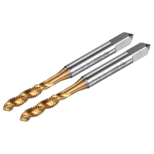 Image of M METERXITY 2-Pack M4x0.7mm Metric Spiral Flute Thread Tap, HSS Titanium Coated Right Hand Threading Tap Screw for Drilling/Milling Machines/CNC Machine Tools, Tapping Tool