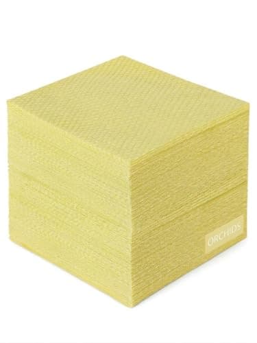 Image of ORCHIDS Disposable Cleaning Cloths Pack of 50 – Blue J Cloths Non Woven Wipes – Multi Purpose Kitchen & Bathroom Cloth 42 x 35cm (Yellow)